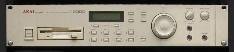 The front panel of an Akai S2000 rack sampler.