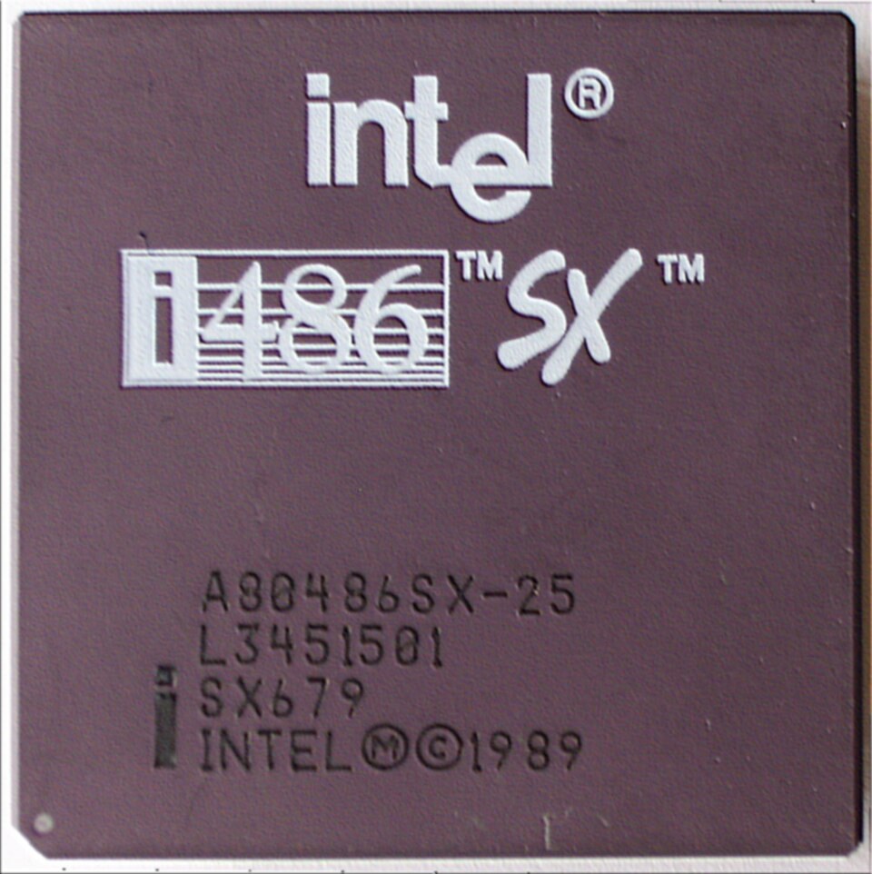 An Intel i486SX 25 MHz processor.