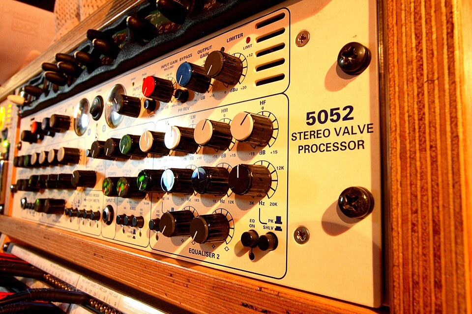 The front panel of a TL Audio Ivory 2 5052 stereo valve processor.